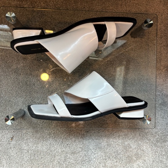 Black White Mules Sleek Modern Design - Picture 2 of 5